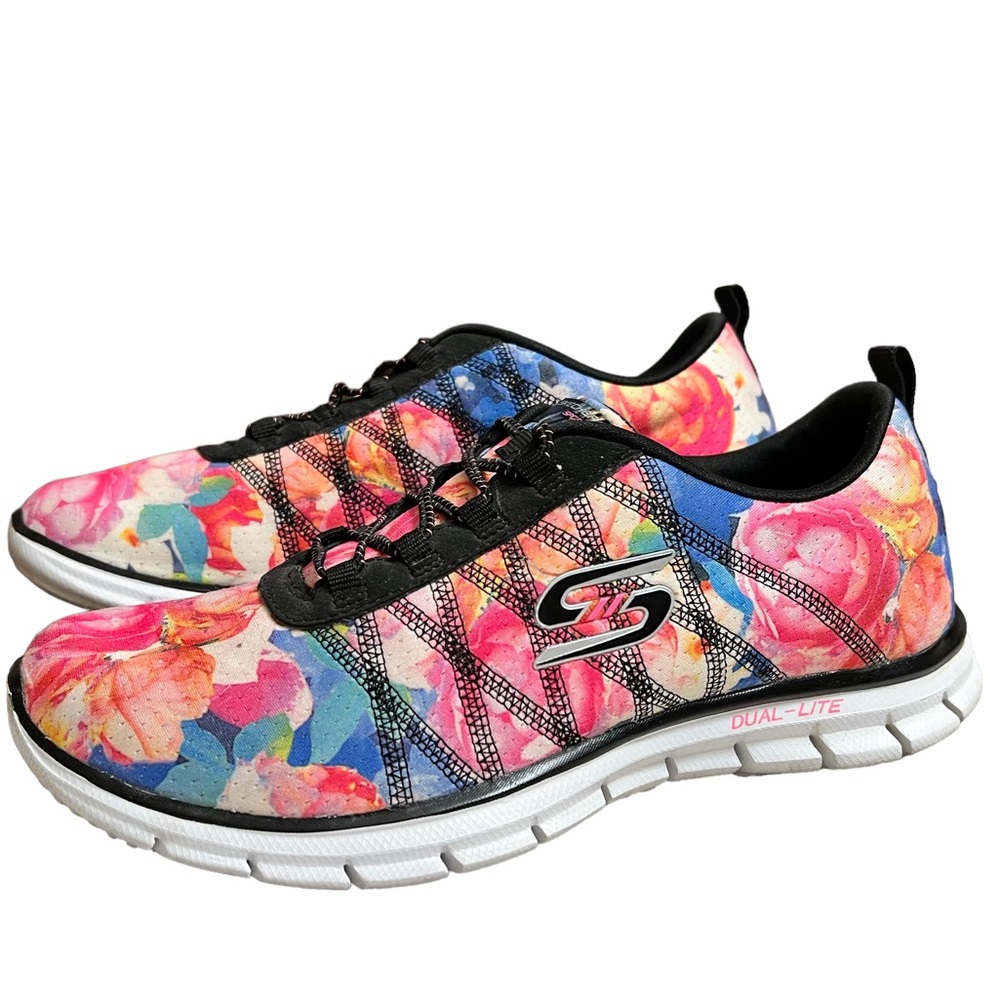 Skechers Floral Size 5 Air Cooled Memory Foam Slip-On Running Shoes